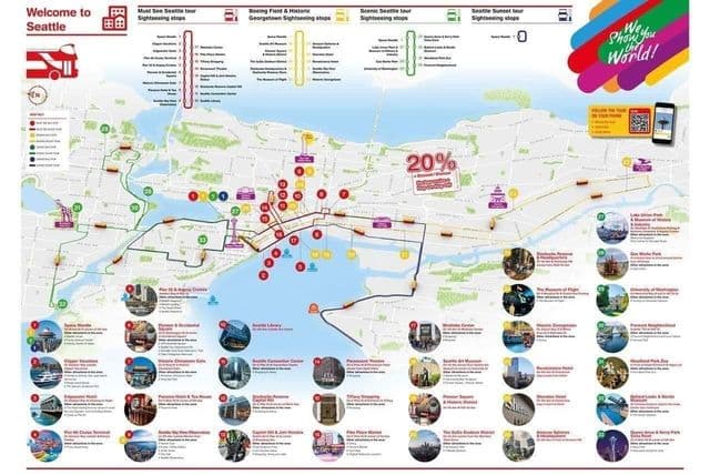 Seattle Hop On Hop Off bus tours map